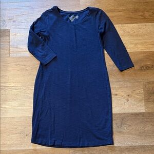 H&M Navy Blue Midi Dress - Scoop Neck, 3/4 Sleeves